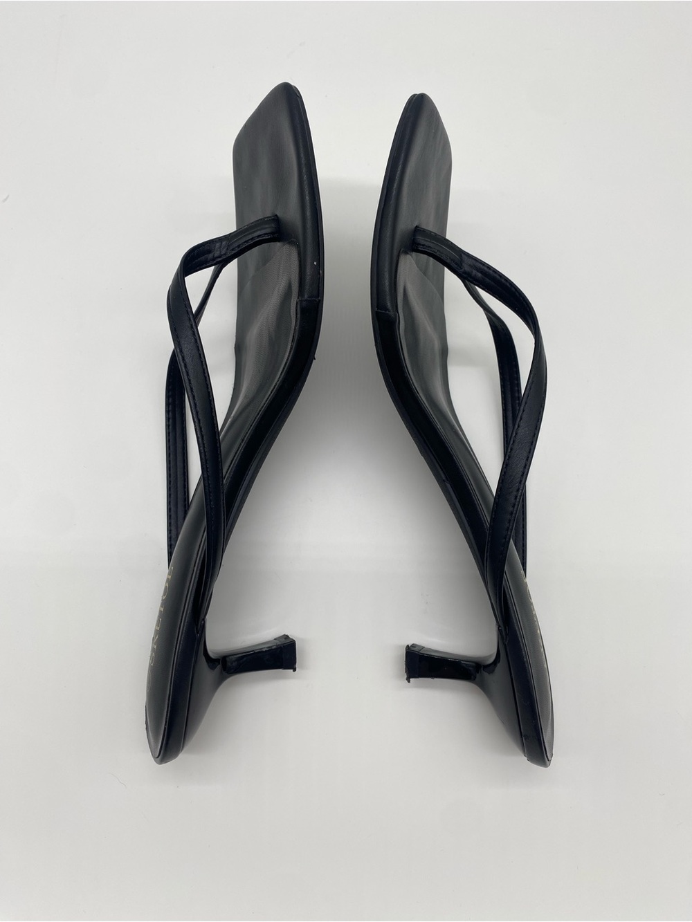 SKETOE Black Square Toe Strappy Kitten Heel Sandals Size 11